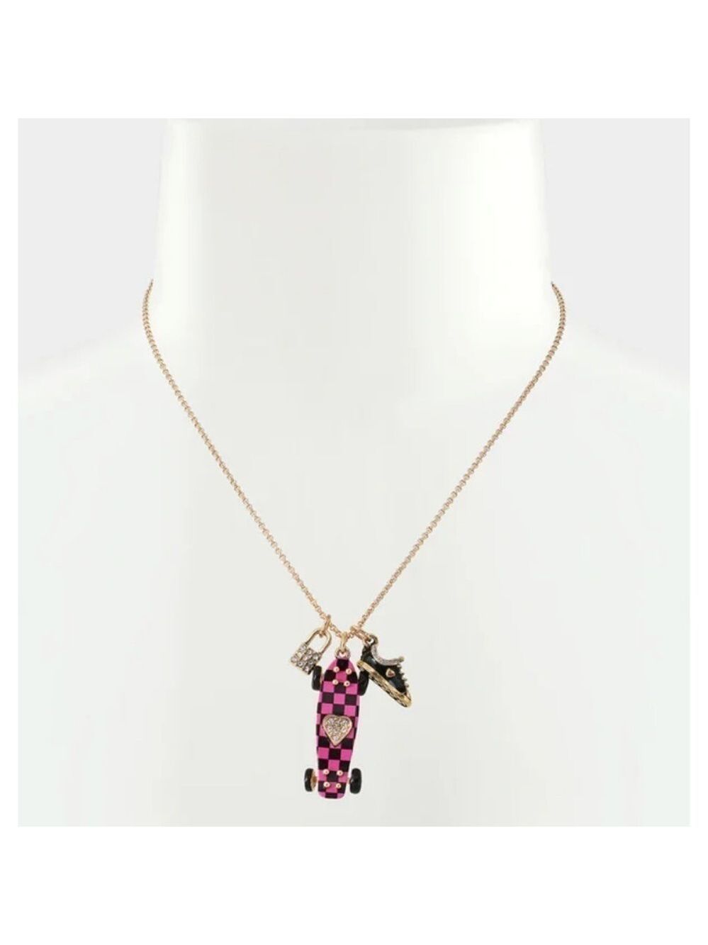 𝅺Betsey Johnson Skateboard  Charm Pendant Necklace New